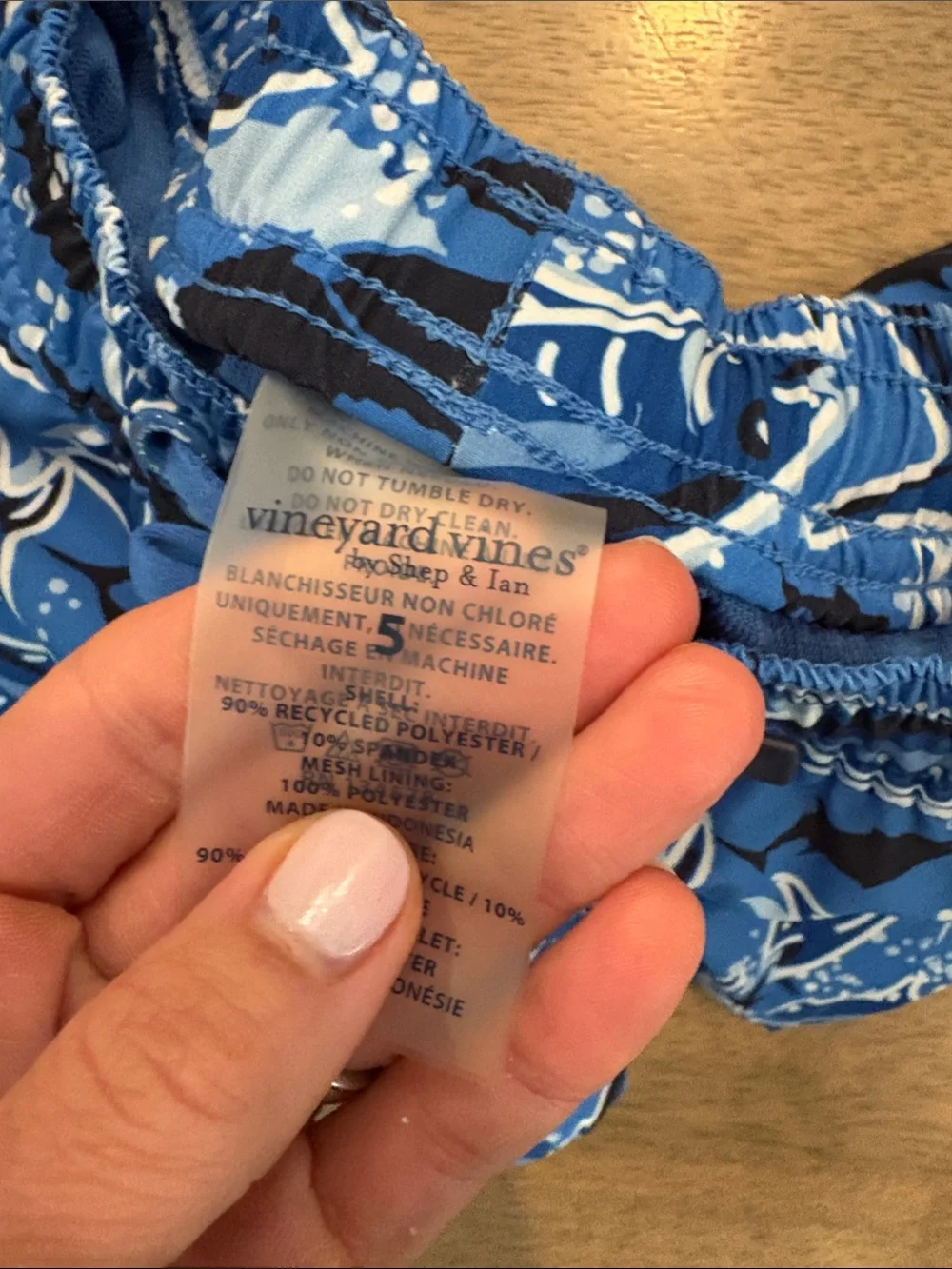 Vineyard Vines Blue Shark Pattern Boys Swim Trunks